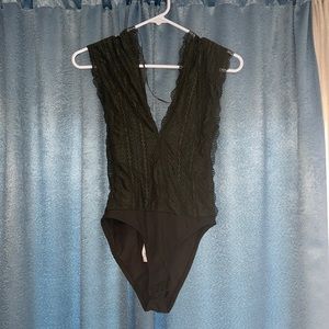 Deep V Laced Tank Bodysuit